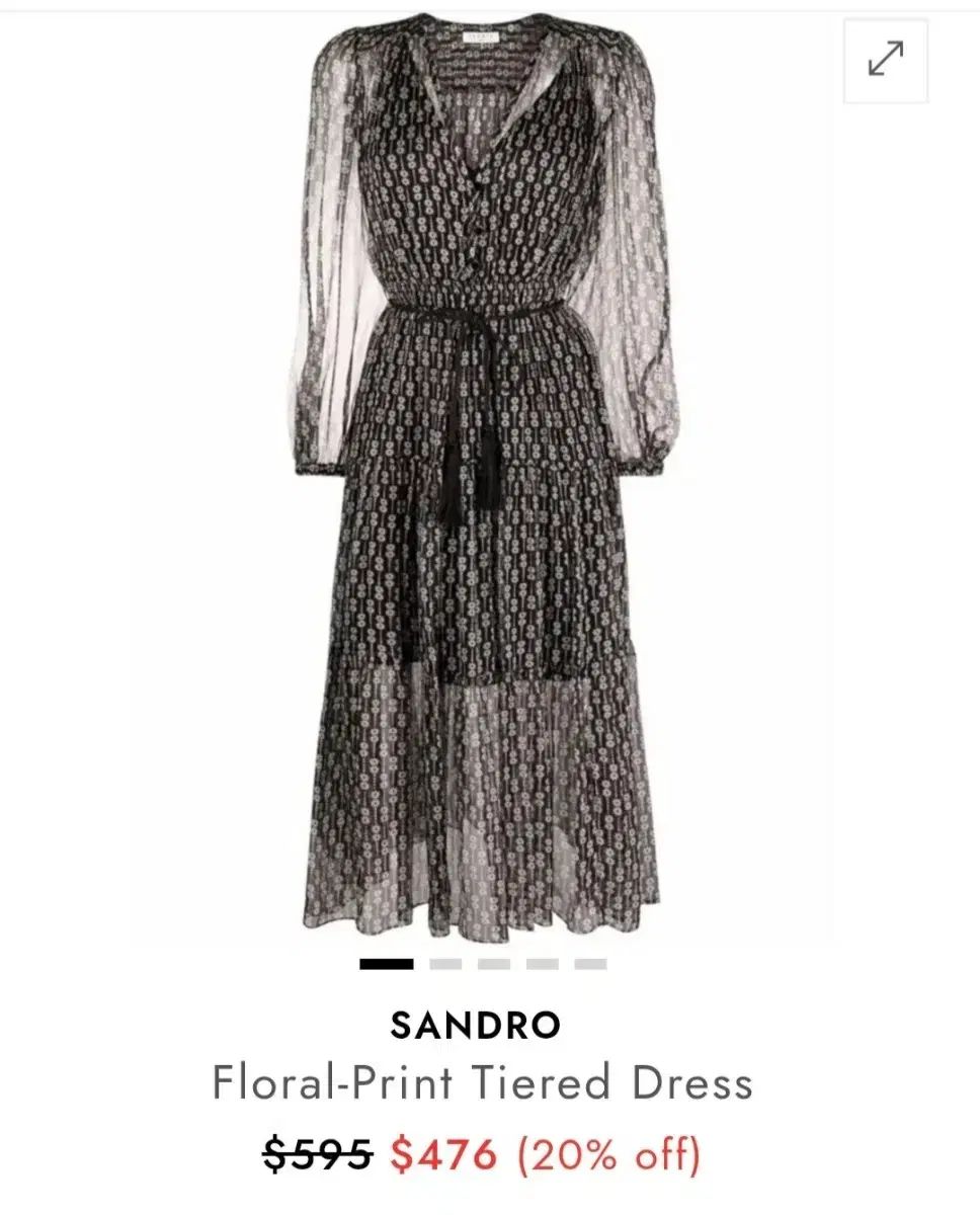 サンドロ SANDRO フローラル シフォンワンピース 36 新品