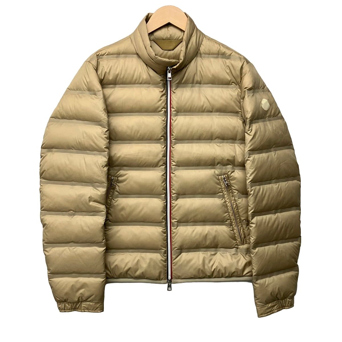 MONCLER(モンクレール) ダウンジャケット サイズ2 M レディース美品 HELFFERICH ベージュ×黒×レッド 長袖/ジップアップ/冬