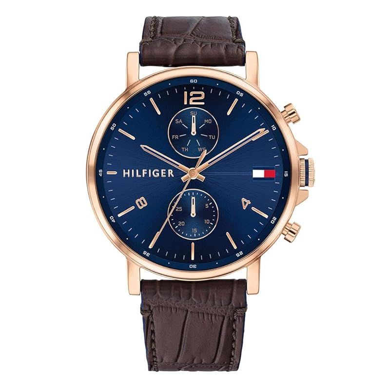 【新品】 [トミーヒルフィガー]Tommy Hilfiger メンズ マルチファンクション 44ミリ ピンクゴールド ネイビー ブラウン レザー 革ベルト 1710418 腕時計[並行輸入品]