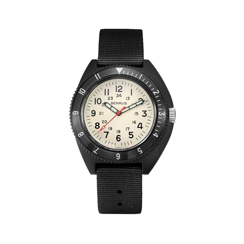 【新品】 BENRUS'(ベンラス) メンズ腕時計 TYPE-III ブラックアイボリー