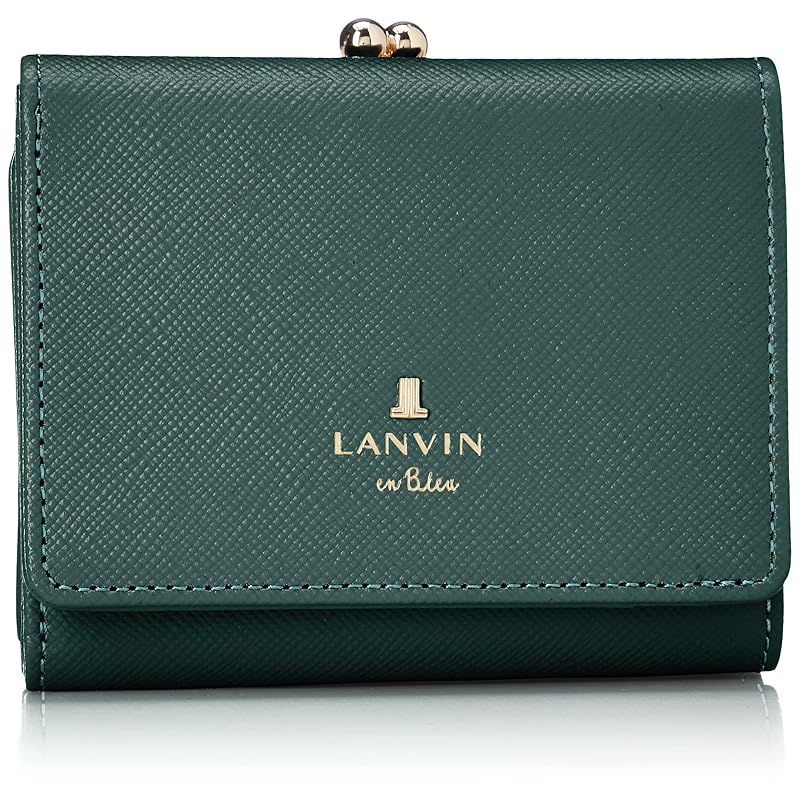【新品】 LANVIN en Bleu(ランバンオンブルー) リュクサンブール 口金二つ折り財布 財布 札入れ カード入れ付き レディース がま口 大容量 482814 ディープグリーン