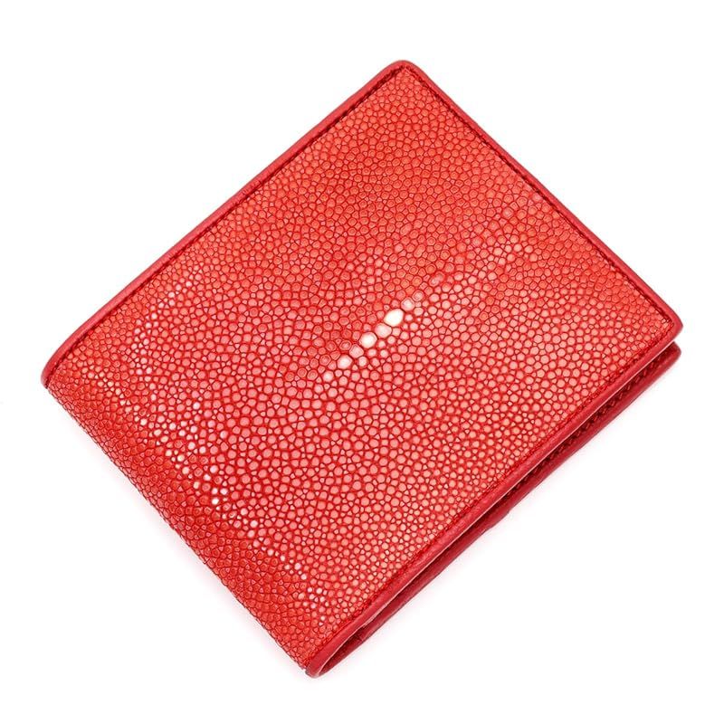 【新品】 [レヴェッタ] エイ革 二つ折り財布 ガルーシャ スティングレイ レッド 赤 ポリッシュ加工レディース メンズ 本革 [261stw-1]