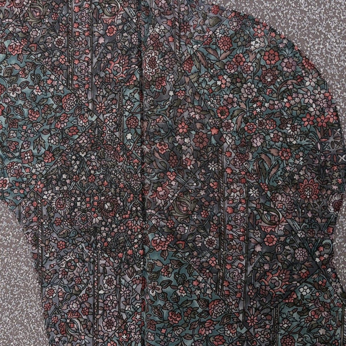 美品】 付下げ 身丈158cm 裄丈65cm M 袷 袋帯セット 草花 道長取り 灰