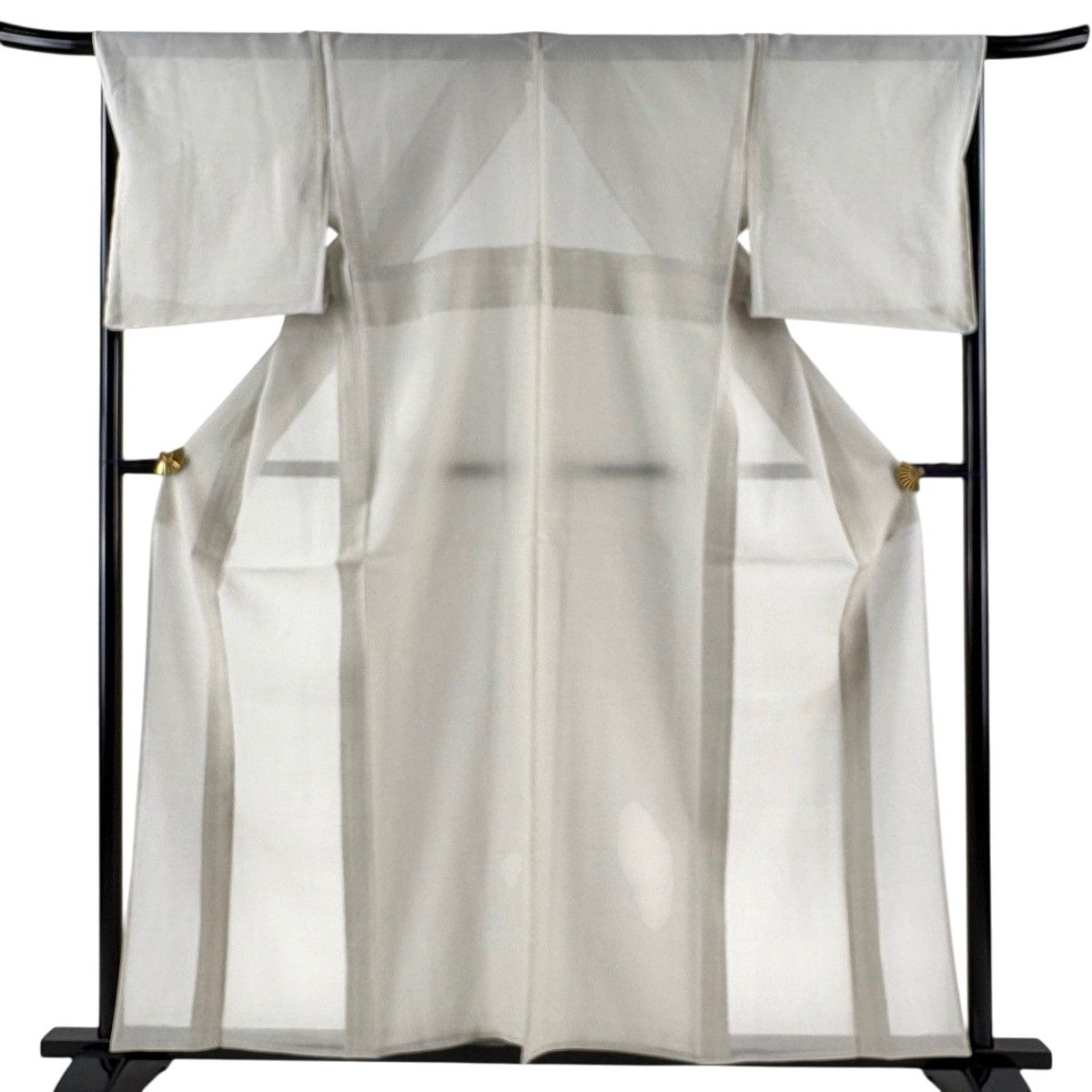 【美品】 塩沢紬 身丈159cm 裄丈67cm M 薄物 夏塩沢 夏紬 証紙 蚊絣 灰白 正絹 逸品 【中古】