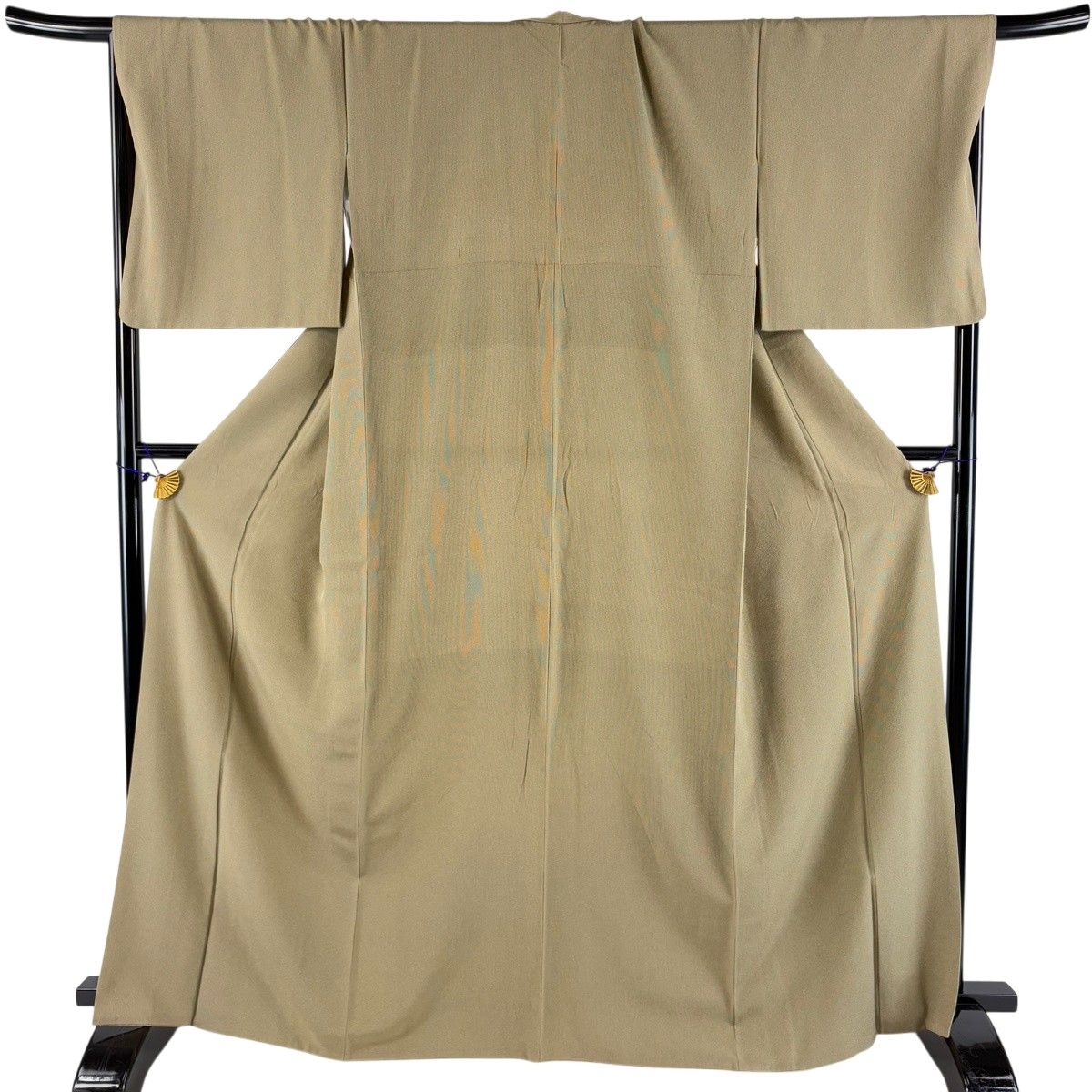 江戸小紋 身丈166cm 裄丈68cm L 袷 ますいわ屋 万筋 薄茶色 正絹 名品 【中古】