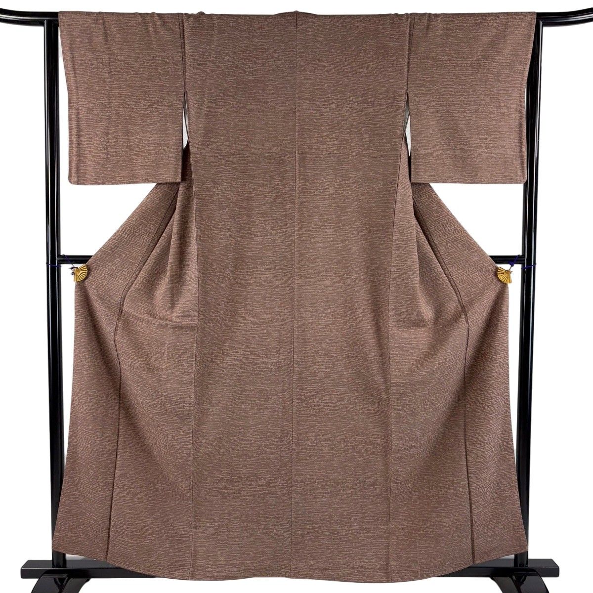【美品】 小紋 身丈158cm 裄丈64cm M 袷 落款 幾何学模様 小豆色 正絹 名品 【中古】