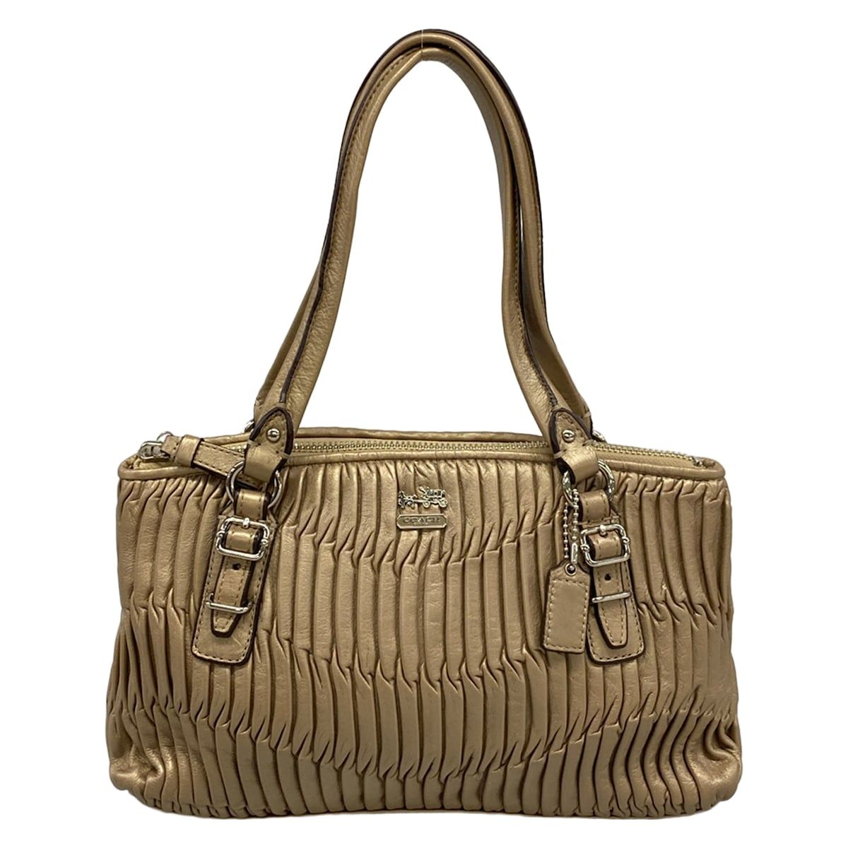 COACH(コーチ) ハンドバッグ ベージュ ギャザー レザー