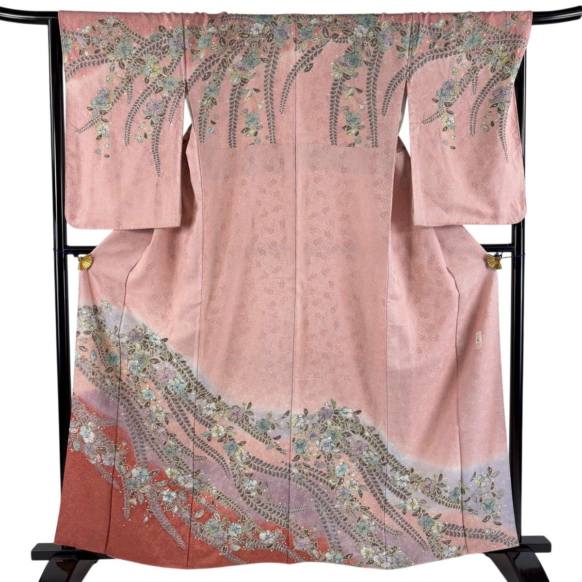 美品】 訪問着 身丈162.5cm 裄丈67.5cm L 袷 落款 草花 金彩 ぼかし