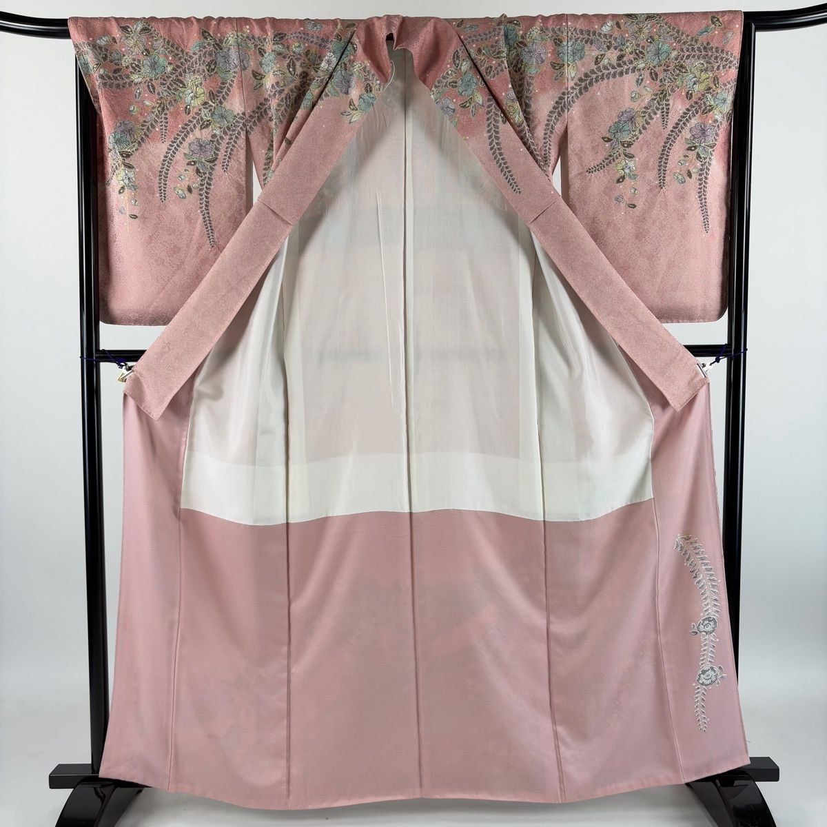 美品】 訪問着 身丈162.5cm 裄丈67.5cm L 袷 落款 草花 金彩 ぼかし