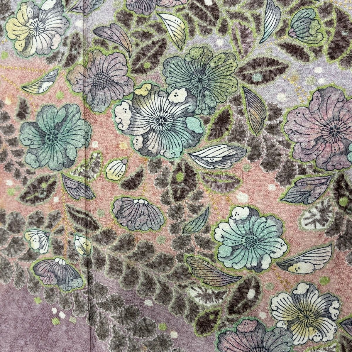 美品】 訪問着 身丈162.5cm 裄丈67.5cm L 袷 落款 草花 金彩 ぼかし