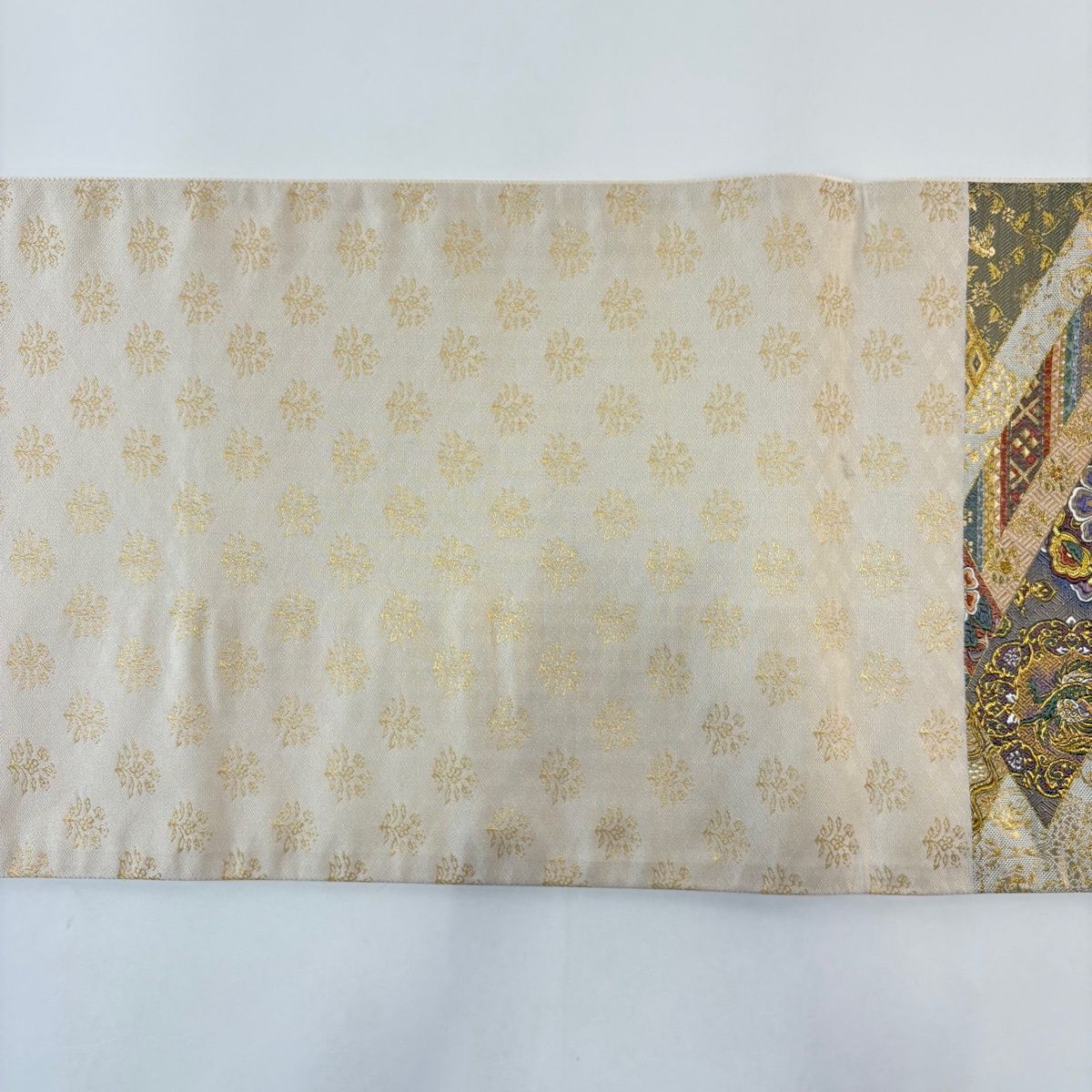 【美品】 袋帯 名品 花鳥 華文 金糸 箔 ベージュ 六通 正絹 【中古】 【美品】 袋帯 名品 花鳥 華文 金糸 箔 ベージュ 六通 正絹 【中古】