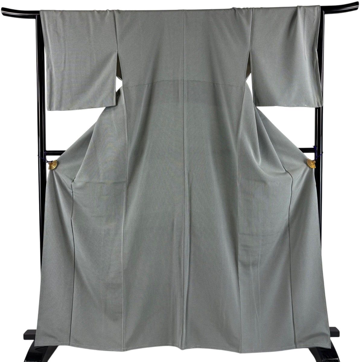 【美品】 江戸小紋 身丈165.5cm 裄丈67.5cm L 袷 角通し 薄緑 正絹 秀品 【中古】