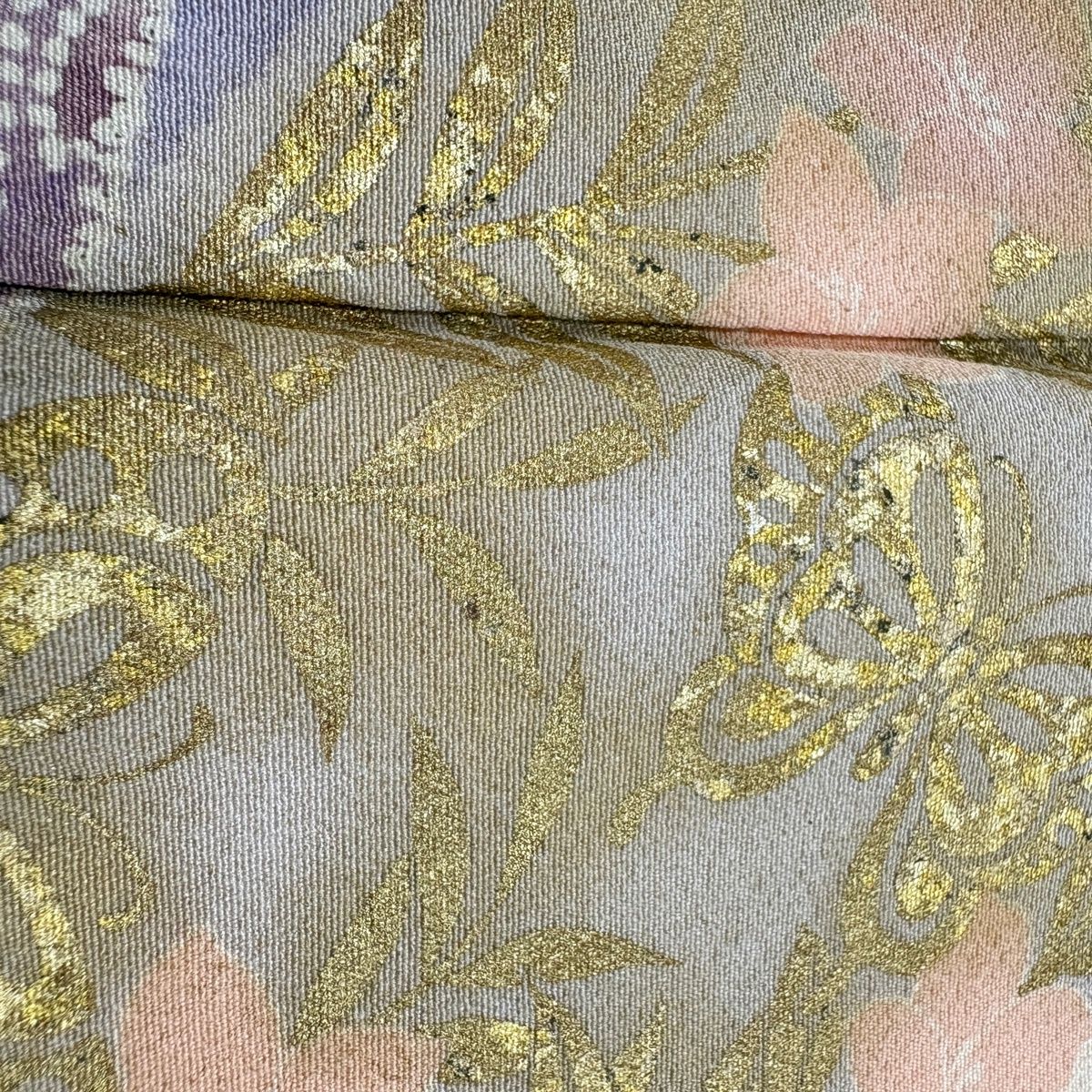 訪問着 身丈170cm 裄丈68.5cm L 袷 辻が花 金彩 ぼかし薄黄土色 訪問着 身丈154cm 裄丈65.5cm M 袷 辻が花柄 金彩 ぼかし 薄ピンク