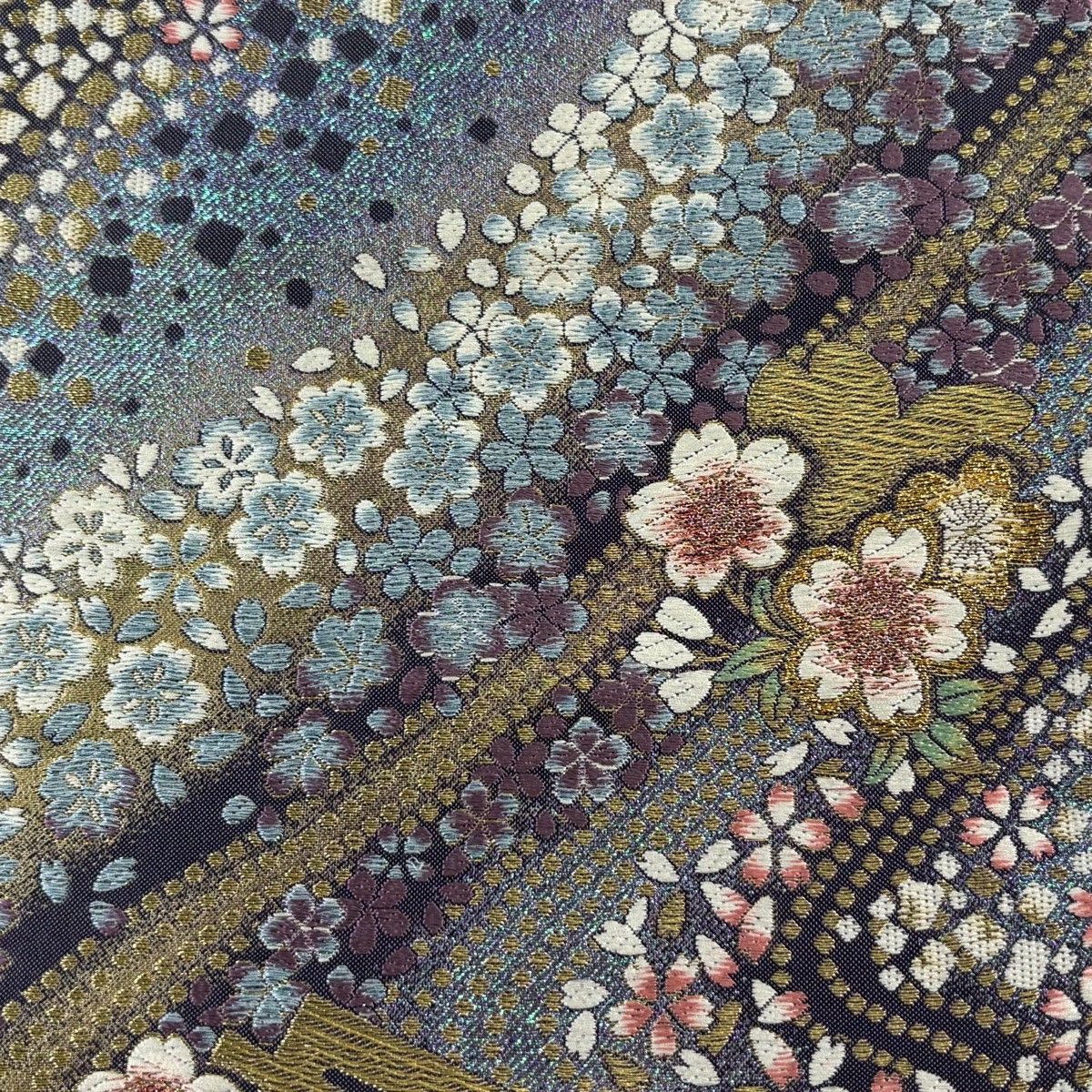 【美品】 袋帯 秀品 やまと 源氏香 桜 箔 唐織 紫 六通 正絹 【中古】
