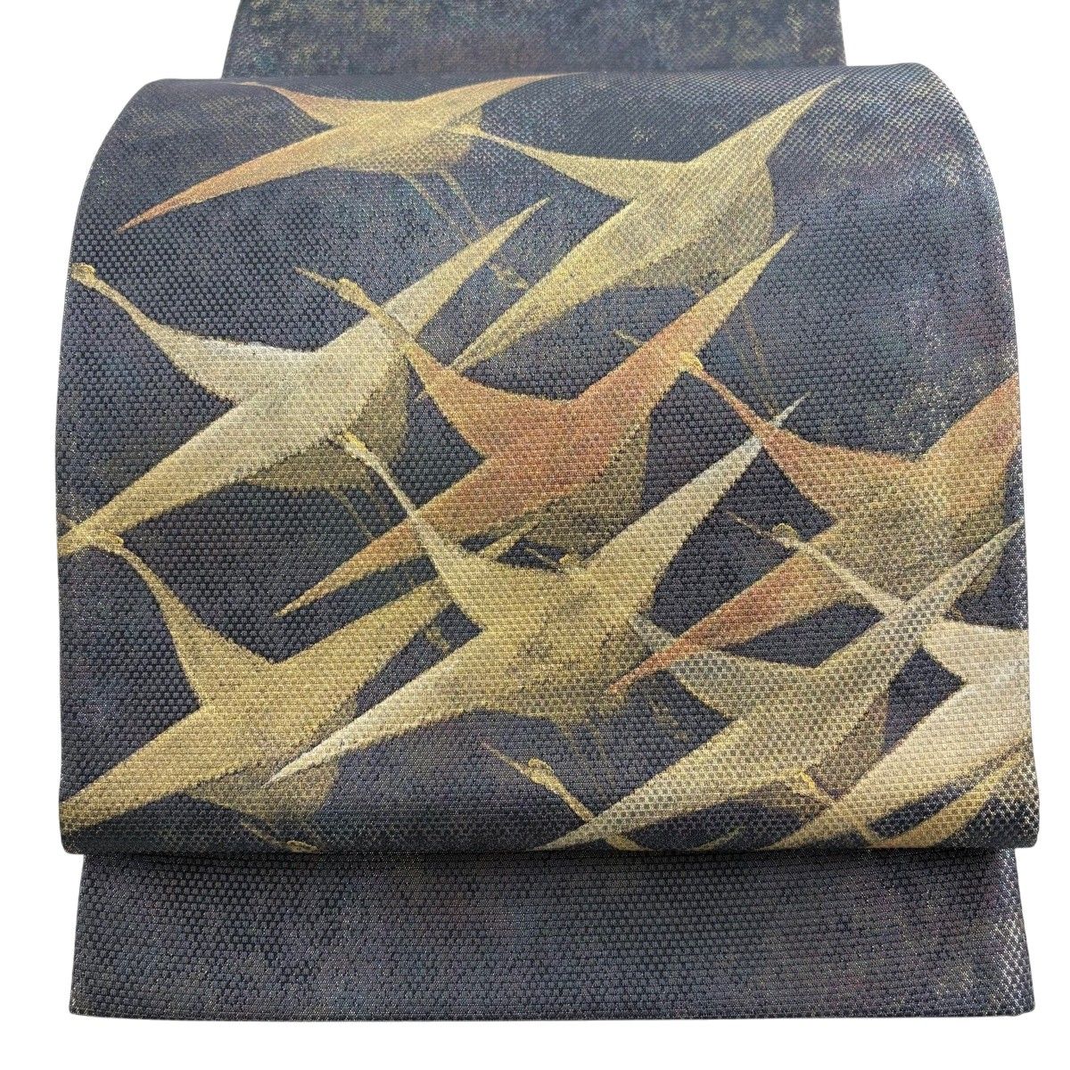 【美品】 袋帯 秀品 落款 鶴 箔 金彩 青紫 お太鼓柄 正絹 【中古】 7,252円