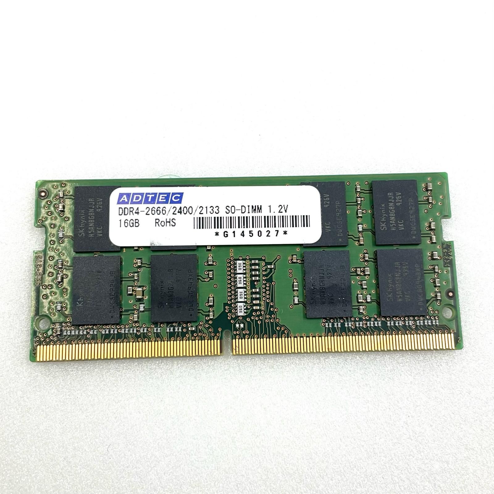 【全額返金保証】【最速発送】各種メーカー メモリ S.O.DIMM DDR4-2666 PC4-21300 16GB 美品 動作確認済