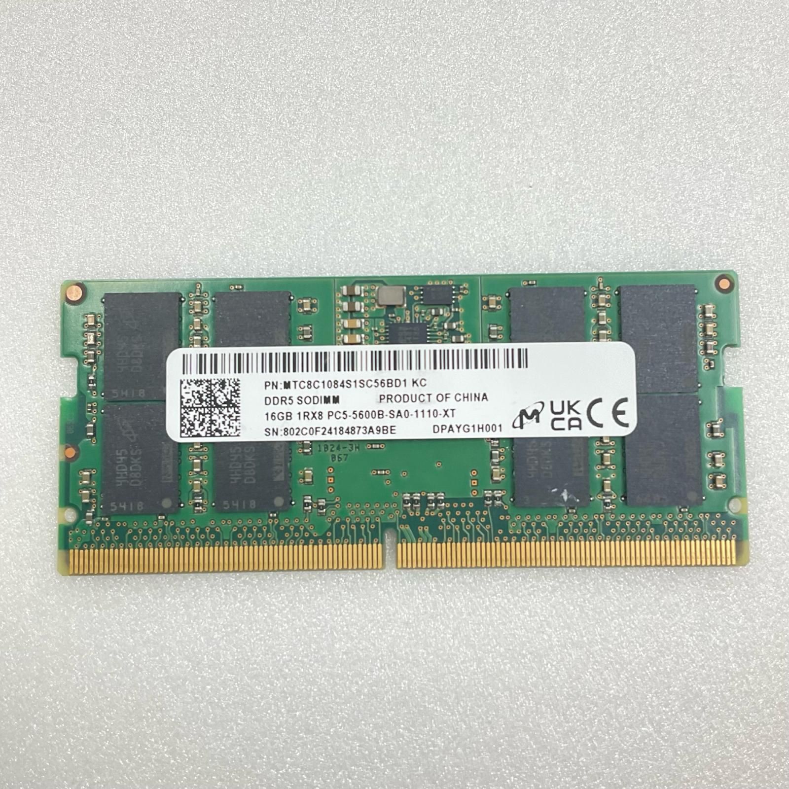 【全額返金保証】【最速発送】各種メーカー メモリ S.O.DIMM DDR5-5600 PC5-44800 16GB 美品 動作確認済 15,423円