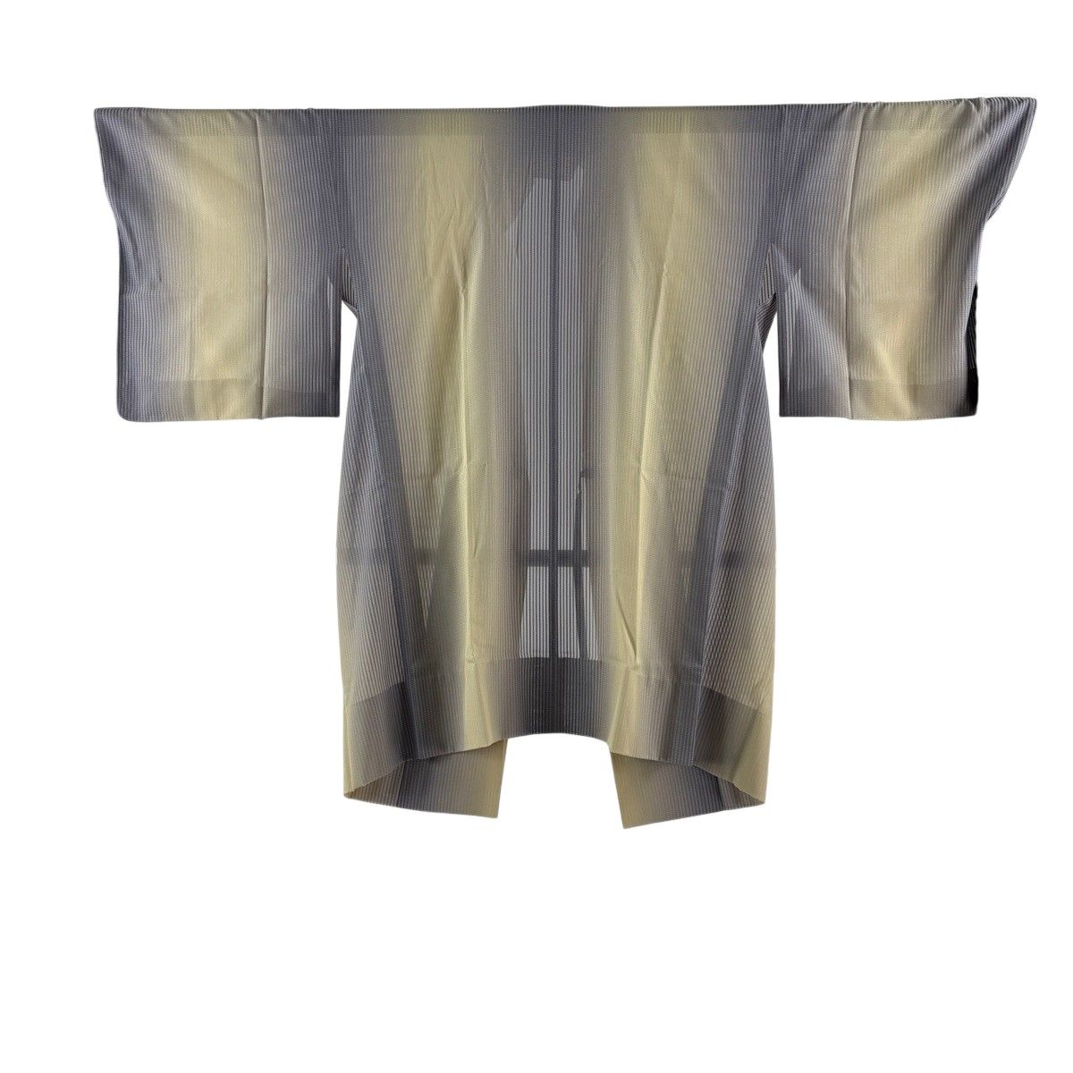 【美品】 道中着 身丈97cm 裄丈69cm L 和装コート 縦縞 ぼかし 灰紫 正絹 逸品 【中古】