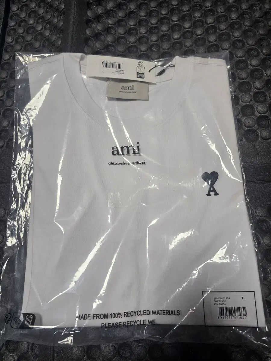 アミ スモール ハート ロゴ 半袖 Tシャツ 白 L