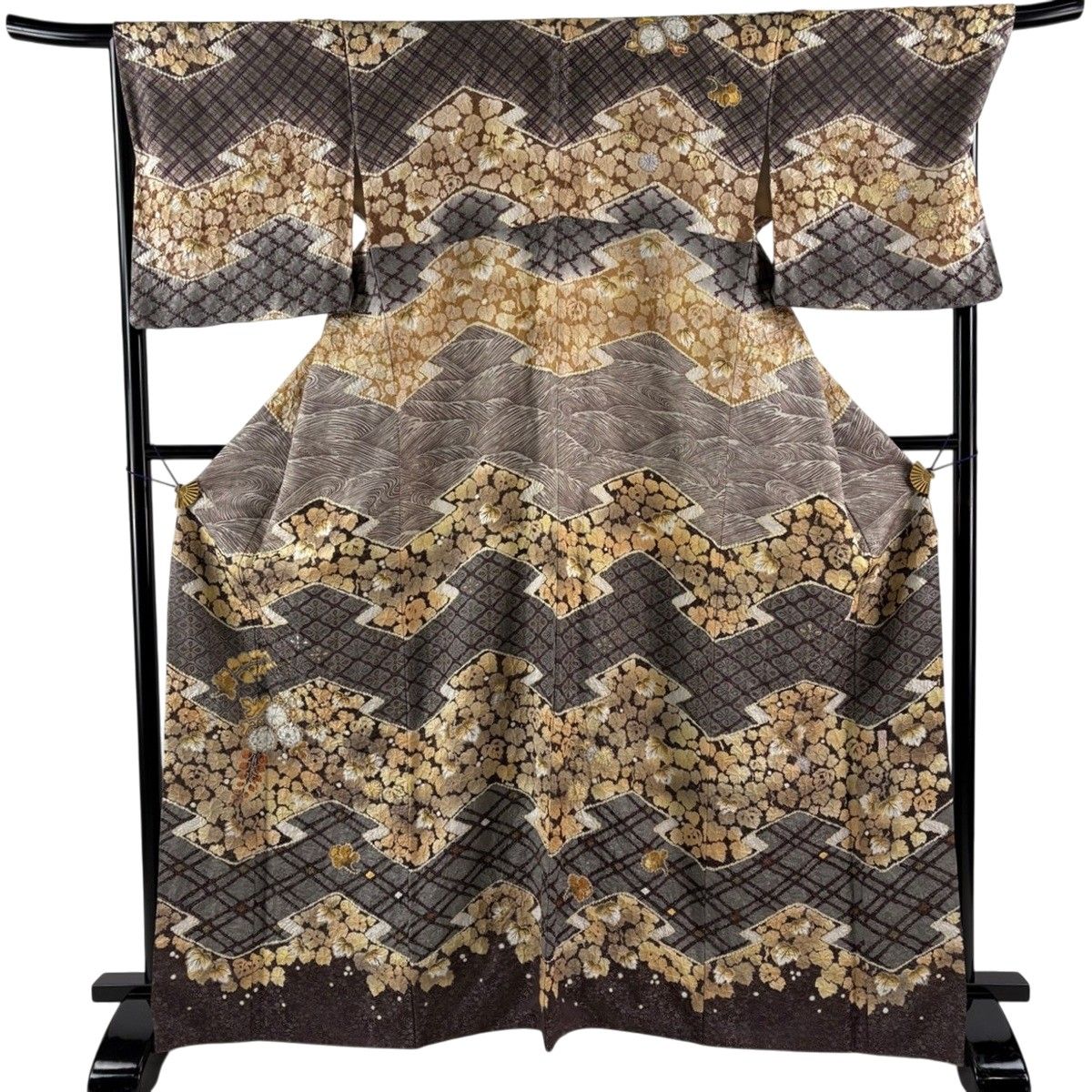 訪問着 身丈165.5cm 裄丈68.5cm L 袷 翠山工房 落款あり辻ヶ花 訪問着 身丈167cm 裄丈70cm L 袷 翠山工房 落款 辻が花 花菱 銀通し 灰