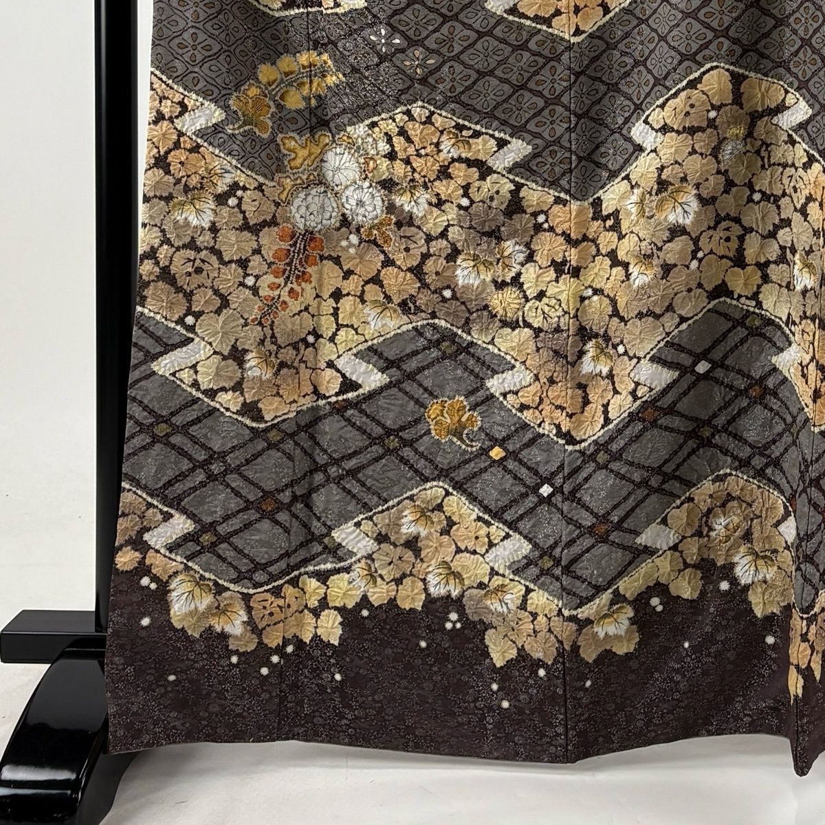訪問着 身丈167cm 裄丈70cm L 袷 翠山工房 落款 辻が花 花菱 銀通し 灰