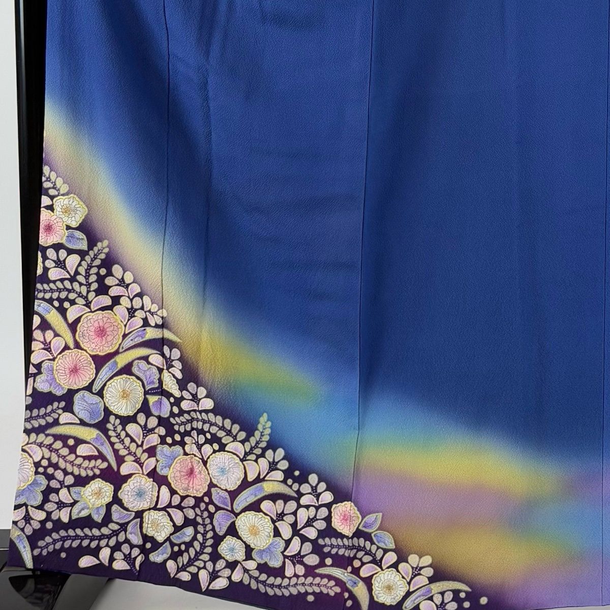 振袖 身丈164.5cm 裄丈64.5cm M 袷 辻が花 ぼかし 青 正絹 名品 【中古