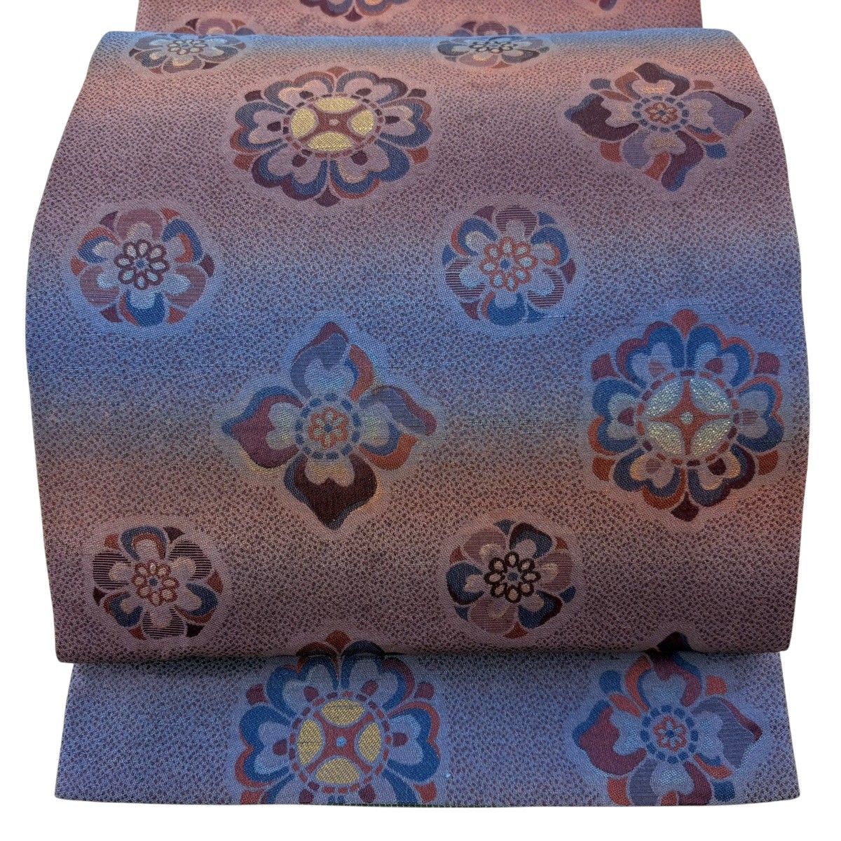 【美品】 袋帯 名品 花 箔 紫 お太鼓柄 正絹 【中古】 11,376円