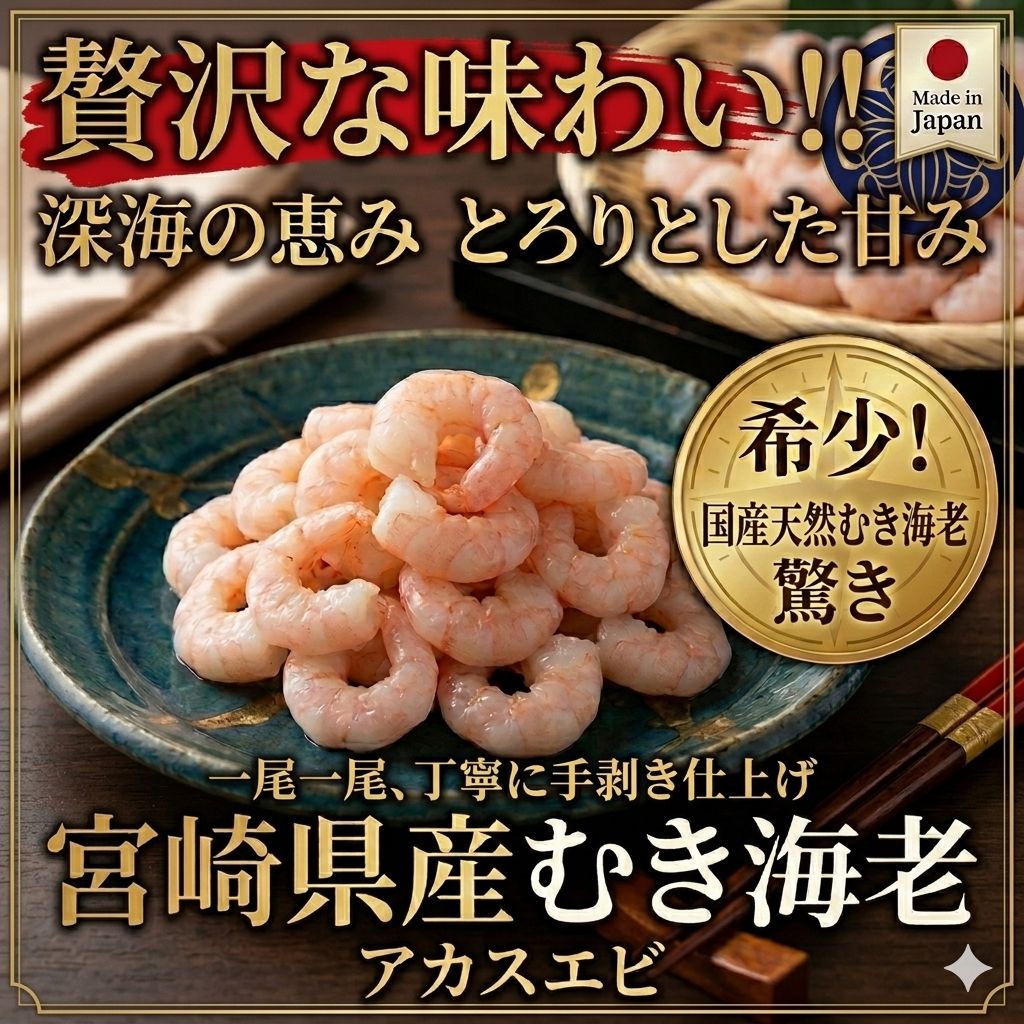 希少！宮崎産天然むき海老 260g バラ凍結 - メルカリ