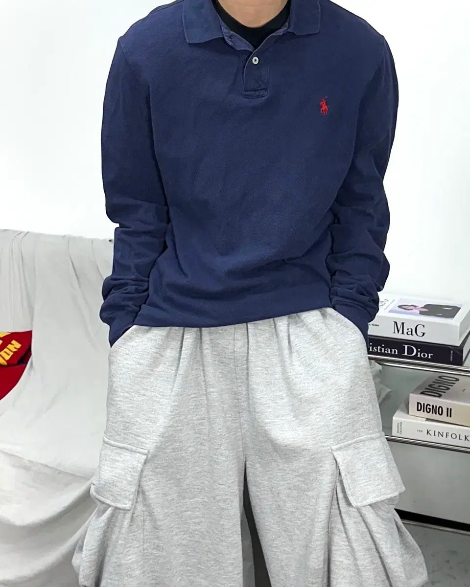 ポロ ラルフローレン ネイビー レッドポニー 長袖 PK M