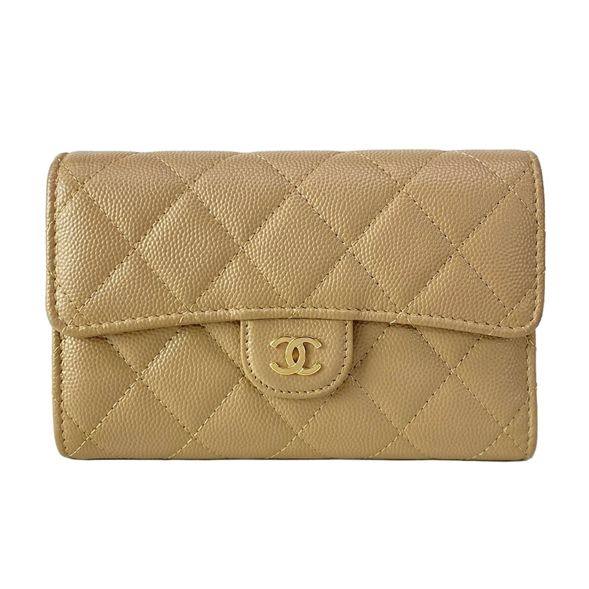 CHANEL(シャネル) 3つ折り財布美品 マトラッセ AP0232 ベージュ