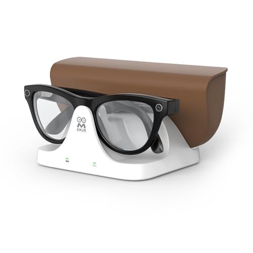 AMVR 磁気 2-in-1 充電ドック Ray Ban Meta に対応 Wayfarer/Skyler/Headliner スマートグラスとケース対応アクセサリー付き LED インジケーター搭載p 6e07a574