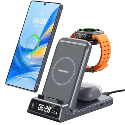 【Galaxy Watch専用】 3in1 ワイヤレス充電器、Galaxy Watch 8/Ultra/7/6/5/4対応、ギャラクシーウォッチ 充電器、Samsung S26/S25/S24/S23/S22/Z Flip/Fold対応(アダ b92ae465