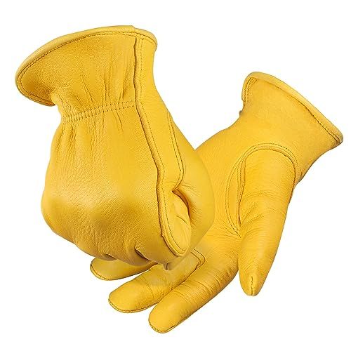 【新品】[OZERO] バイク グローブ 【職人技の鹿革素材 レザー素材】 革手袋 防水 アウトドア オートバイ 手袋 柔らかい 春 秋 オールシーズン メンズ イエロー M 50f53e43