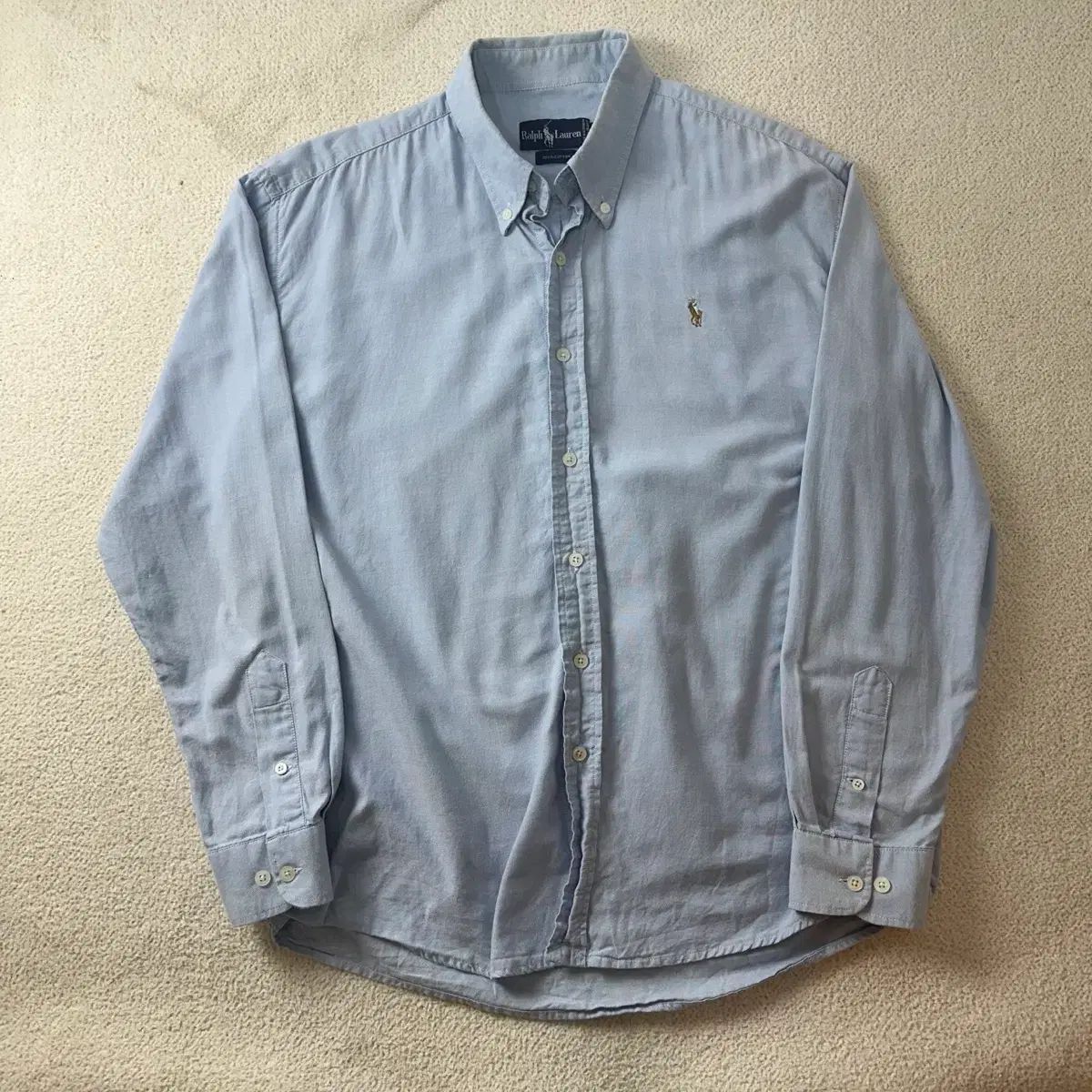 105 ポロラルフローレン スカイブルー コットン シャツ