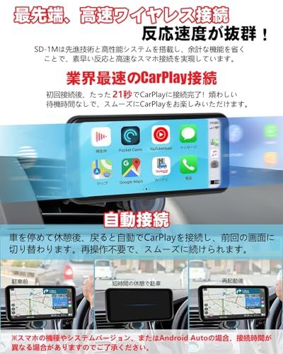 【 Android切断対策あり】ニコマク NikoMaku ポータブル ディスプレイオーディオ Carplay 【超軽量+取付簡単】スマートディスプレイ カーナビ SD-1M エアコン吹き出し口ホルダー付 Android Auto対応 高速接 f6721eaf