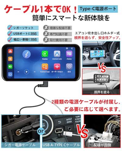 【 Android切断対策あり】ニコマク NikoMaku ポータブル ディスプレイオーディオ Carplay 【超軽量+取付簡単】スマートディスプレイ カーナビ SD-1M エアコン吹き出し口ホルダー付 Android Auto対応 高速接 f6721eaf