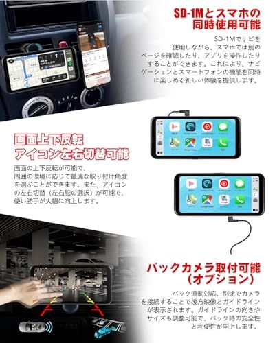 【 Android切断対策あり】ニコマク NikoMaku ポータブル ディスプレイオーディオ Carplay 【超軽量+取付簡単】スマートディスプレイ カーナビ SD-1M エアコン吹き出し口ホルダー付 Android Auto対応 高速接 f6721eaf