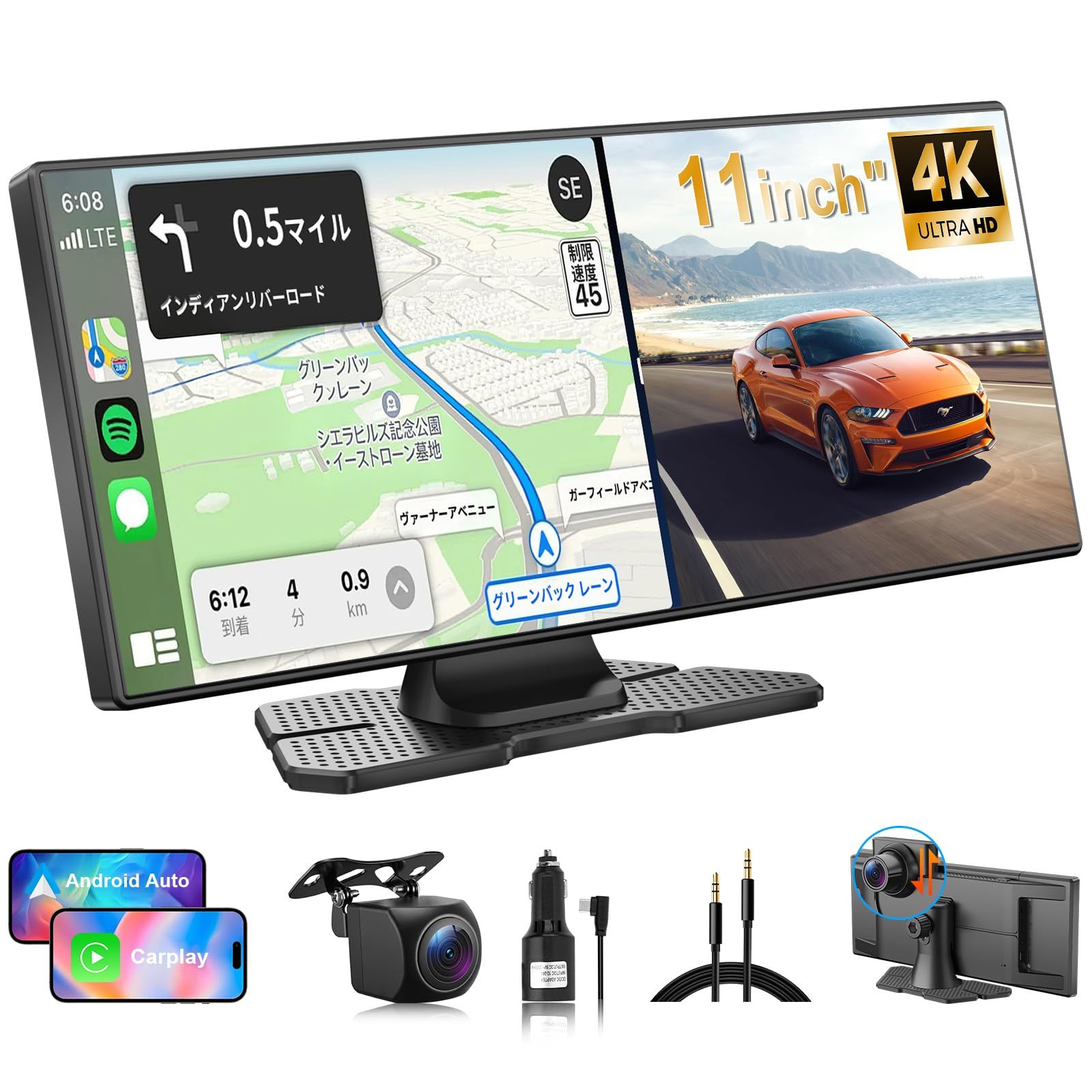 【2026最新】VANBAR ディスプレイオーディオ ドラレコ【前4K＋後1080P 前後同時表示/録画】CarPlay/Android Auto 対応 10.26インチ ポータブル車載モニター 高輝度タッチスクリーン ワイヤレスカープレイ d8dd18c2