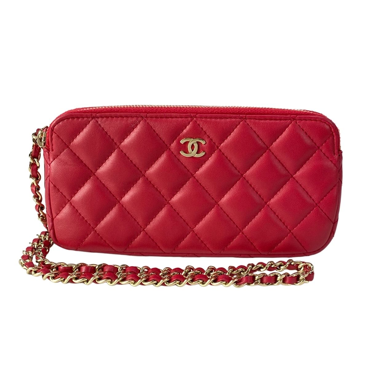 CHANEL(シャネル) 財布 マトラッセ AP0248 ピンク チェーンウォレット(着脱可)/ゴールド金具 ラムスキン