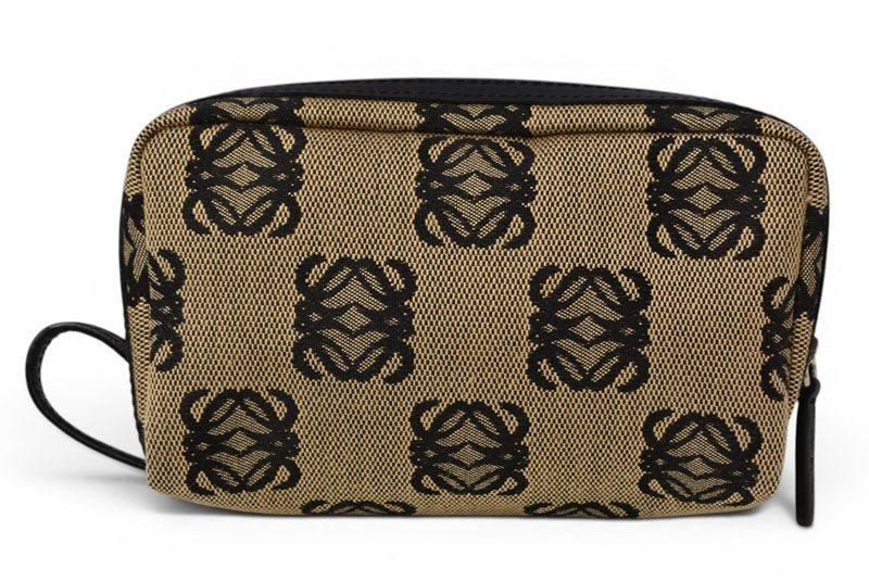 ロエベ コスメポーチ/化粧ポーチ LOEWE ポーチ キャンバス アナグラム ベージュ/ブラック【中古】 ロエベ コスメポーチ/化粧ポーチ LOEWE ポーチ キャンバス アナグラム ベージュ/ブラック【中古】