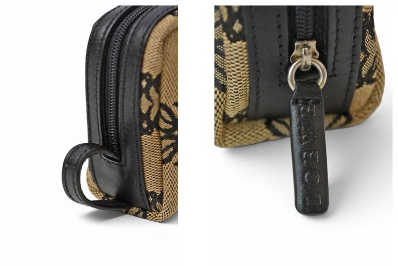 ロエベ コスメポーチ/化粧ポーチ LOEWE ポーチ キャンバス アナグラム ベージュ/ブラック【中古】 ロエベ コスメポーチ/化粧ポーチ LOEWE ポーチ キャンバス アナグラム ベージュ/ブラック【中古】