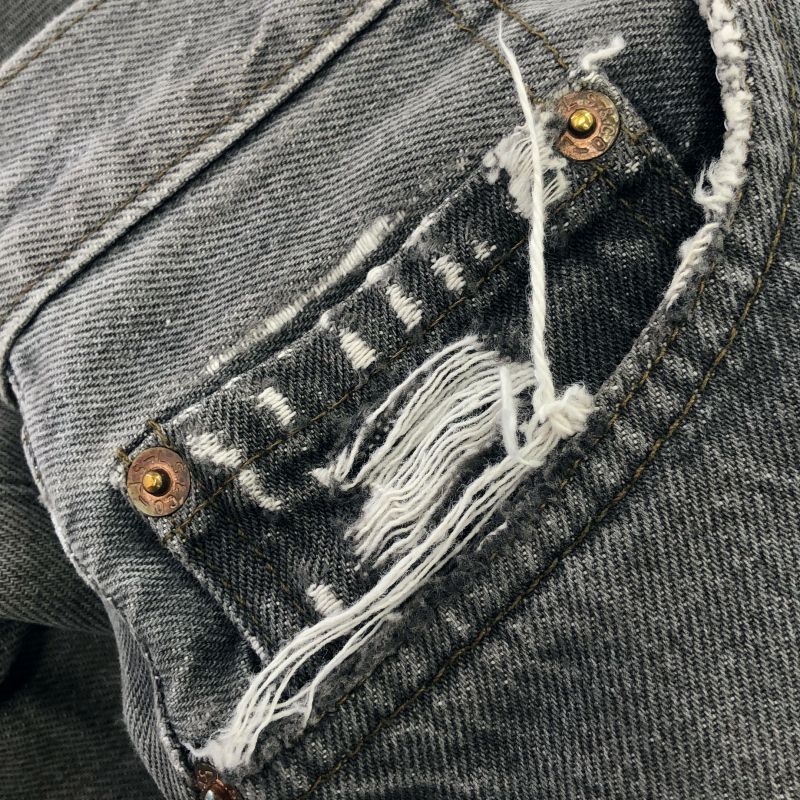 【中古】00s LEVI'S 501 先染めブラックデニム W32 刻印524 USA製 △スレ､破れあり リーバイス[19]