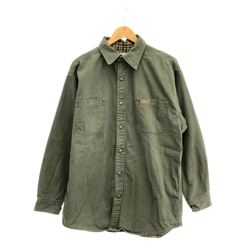 【中古】OLD Carhartt ダックシャツ L グリーン ワークシャツ カーハート[19]