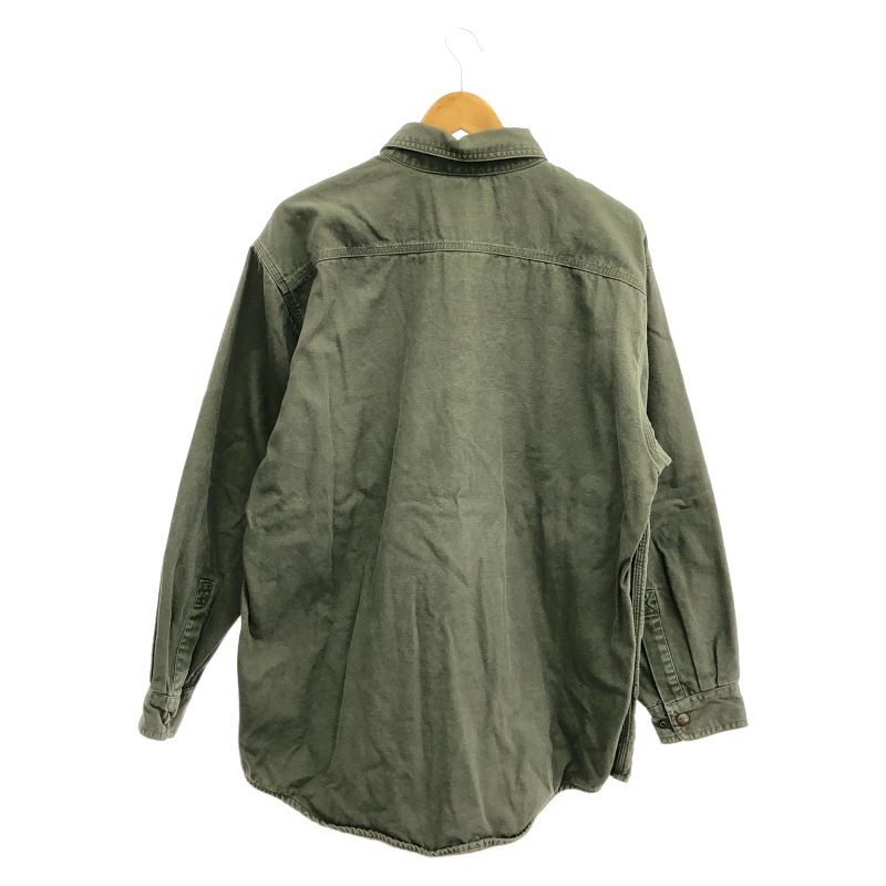【中古】OLD Carhartt ダックシャツ L グリーン ワークシャツ カーハート[19]