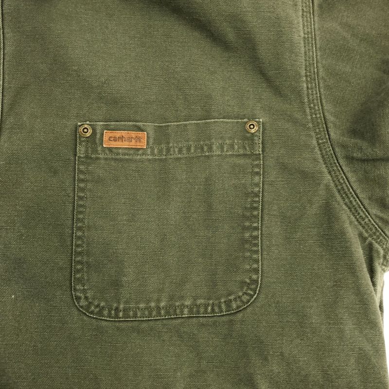 【中古】OLD Carhartt ダックシャツ L グリーン ワークシャツ カーハート[19]