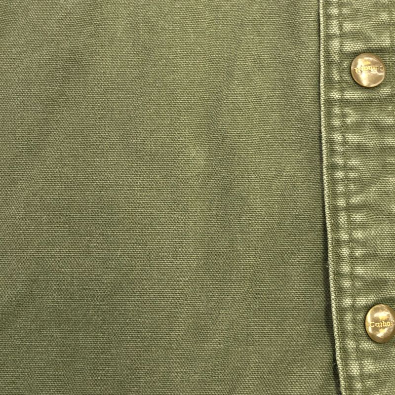 【中古】OLD Carhartt ダックシャツ L グリーン ワークシャツ カーハート[19]