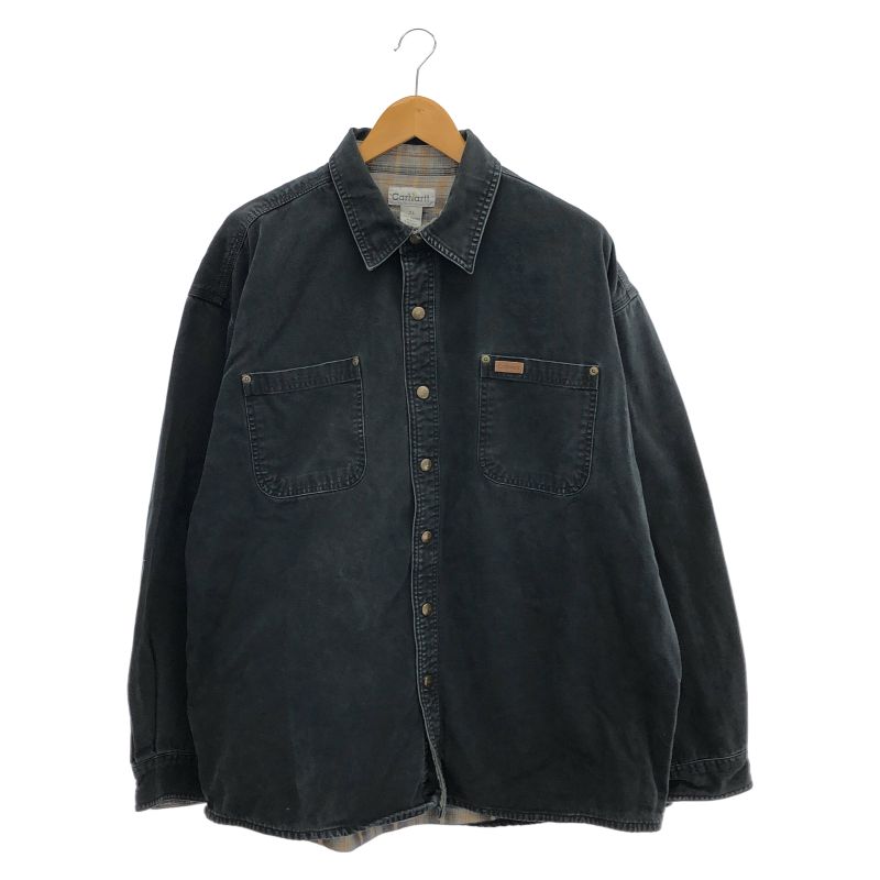 【中古】OLD Carhartt ダックシャツ XL ブラック カーハート ワークシャツ[19]