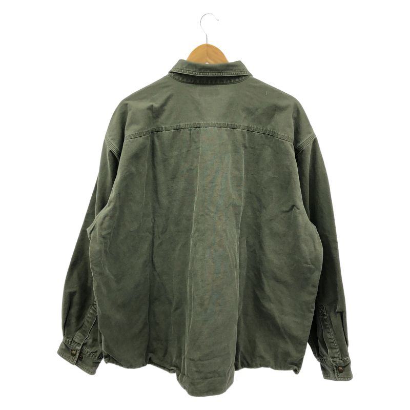 【中古】OLD Carhartt ダックシャツ 2XL グリーン カーハート ワークシャツ[19]