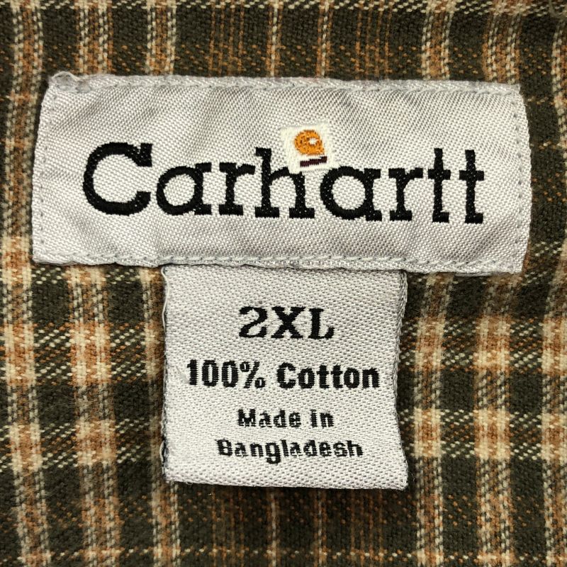 【中古】OLD Carhartt ダックシャツ 2XL グリーン カーハート ワークシャツ[19]