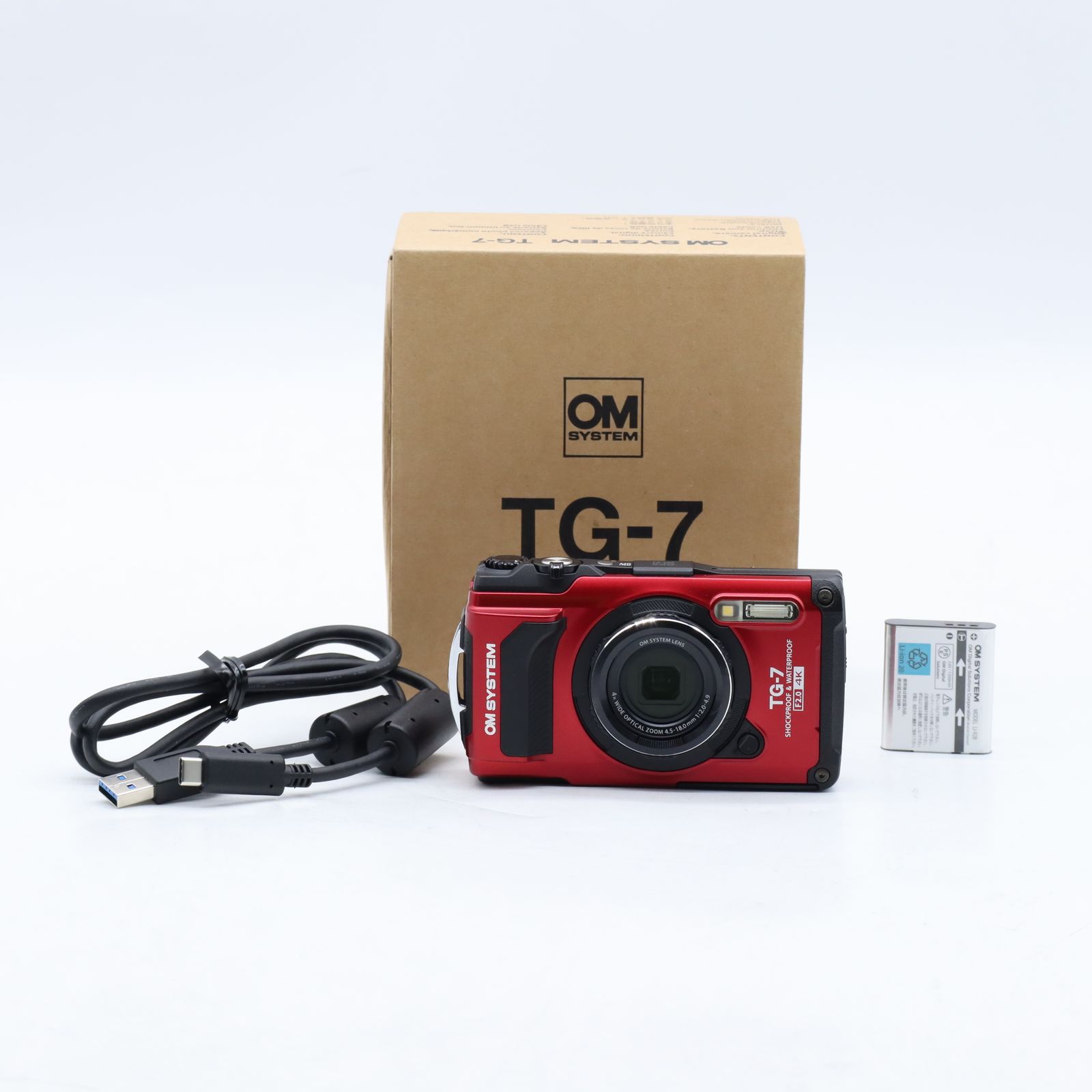 OM SYSTEM Tough TG-7 レッド｜防水・耐衝撃 タフコンパクトデジタルカメラ｜水中／アウトドア撮影対応 高画質モデル【中古】
